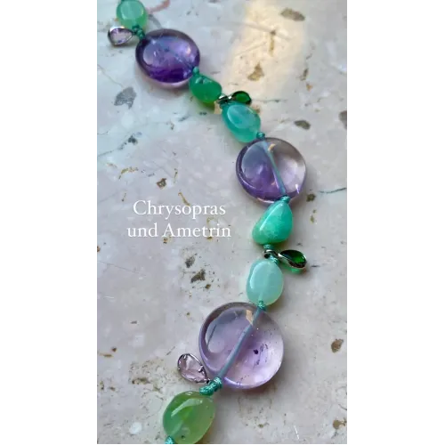 Chrysopras und Ametrin Armband, mit kleinen Kristall Anhängern Chrysopras und Ametrin Armband, mit kleinen Kristall Anhängern