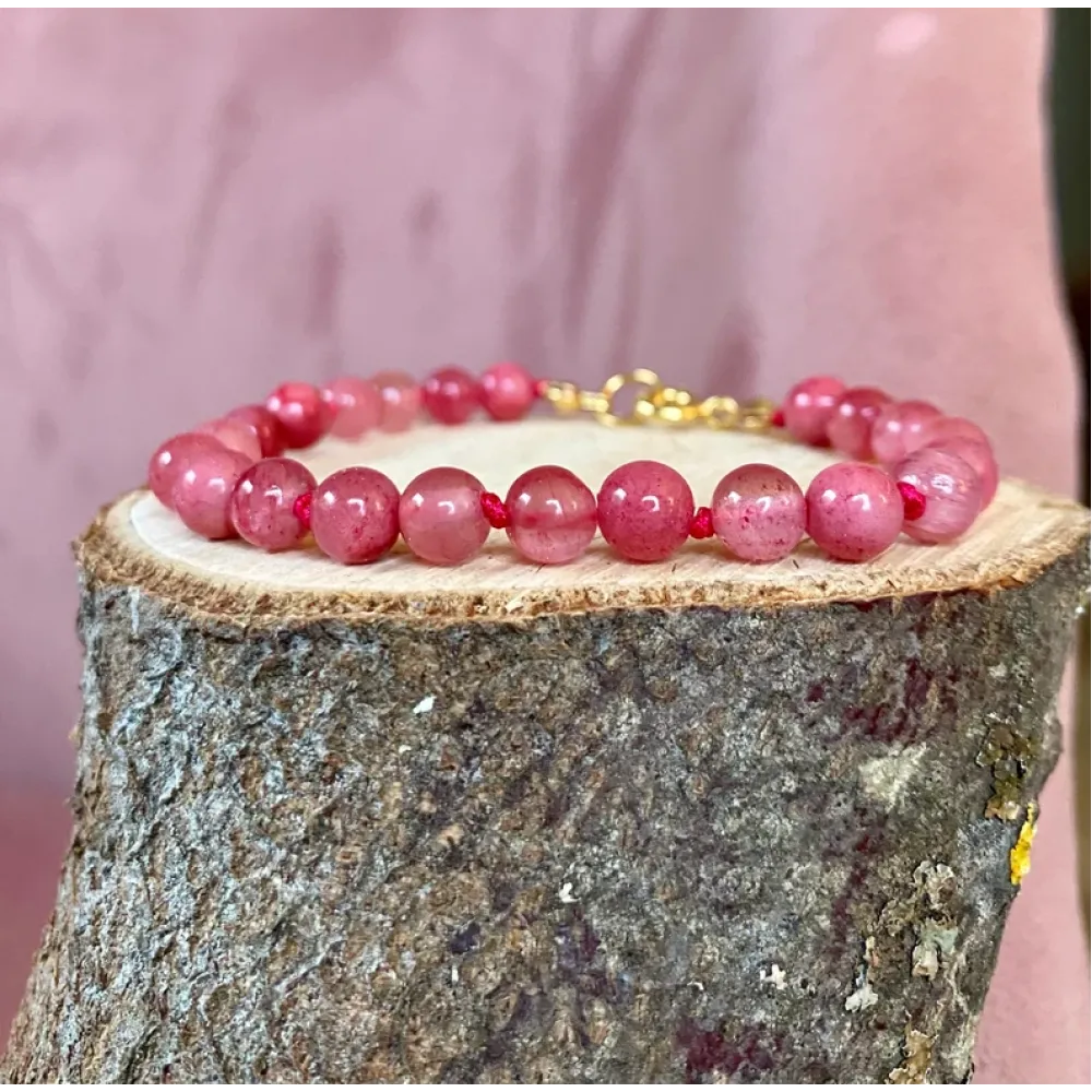 Handgeknüpftes Armband mit Cherry Jade