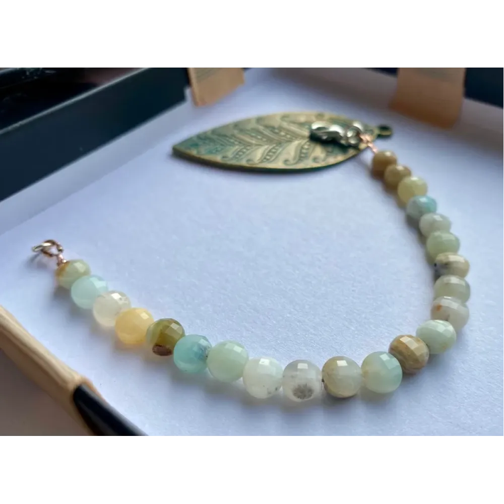 Armband mit facettierten Amazonit Münzen