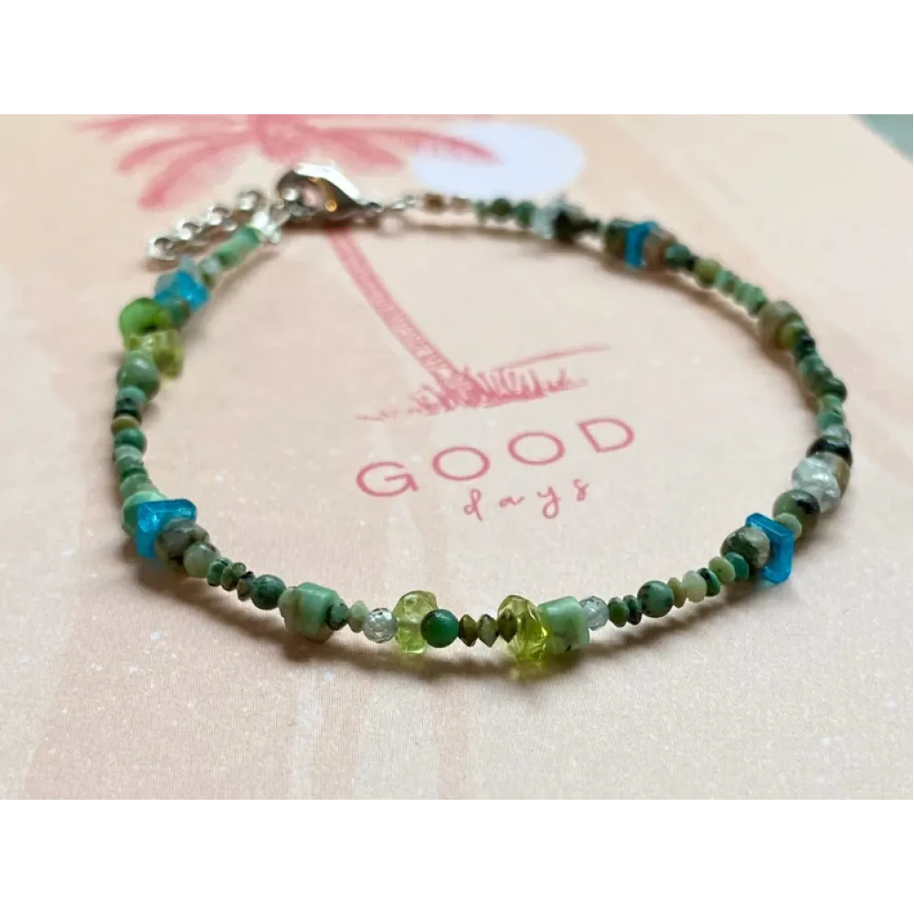 A very delicate bracelet made of tiny gemstone beads