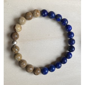 Armband Lapislazuli und versteinertes Holz