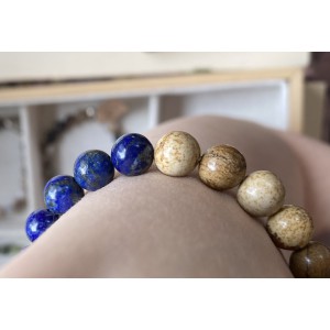 Armband Lapislazuli und versteinertes Holz