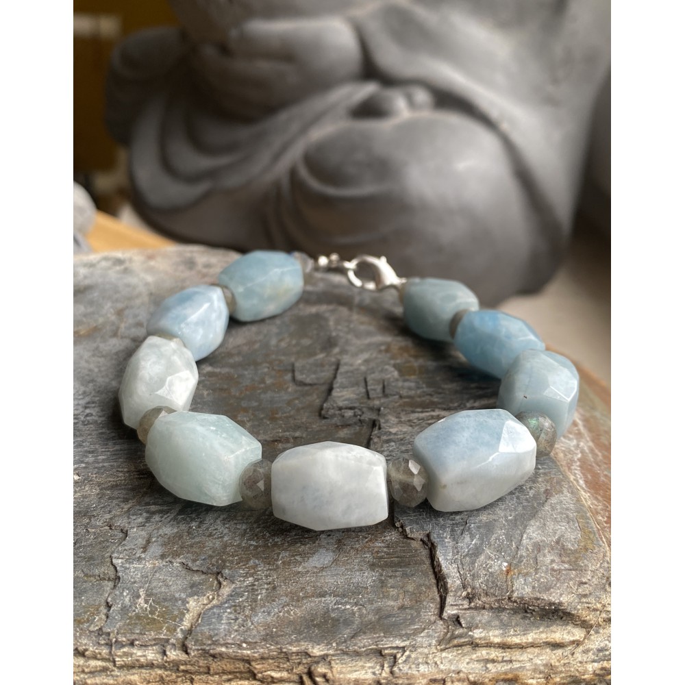 Aquamarin und Labradorit Armband