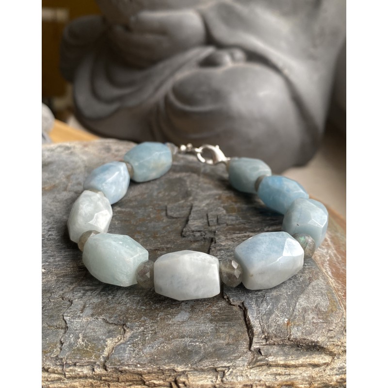 Aquamarin und Labradorit Armband
