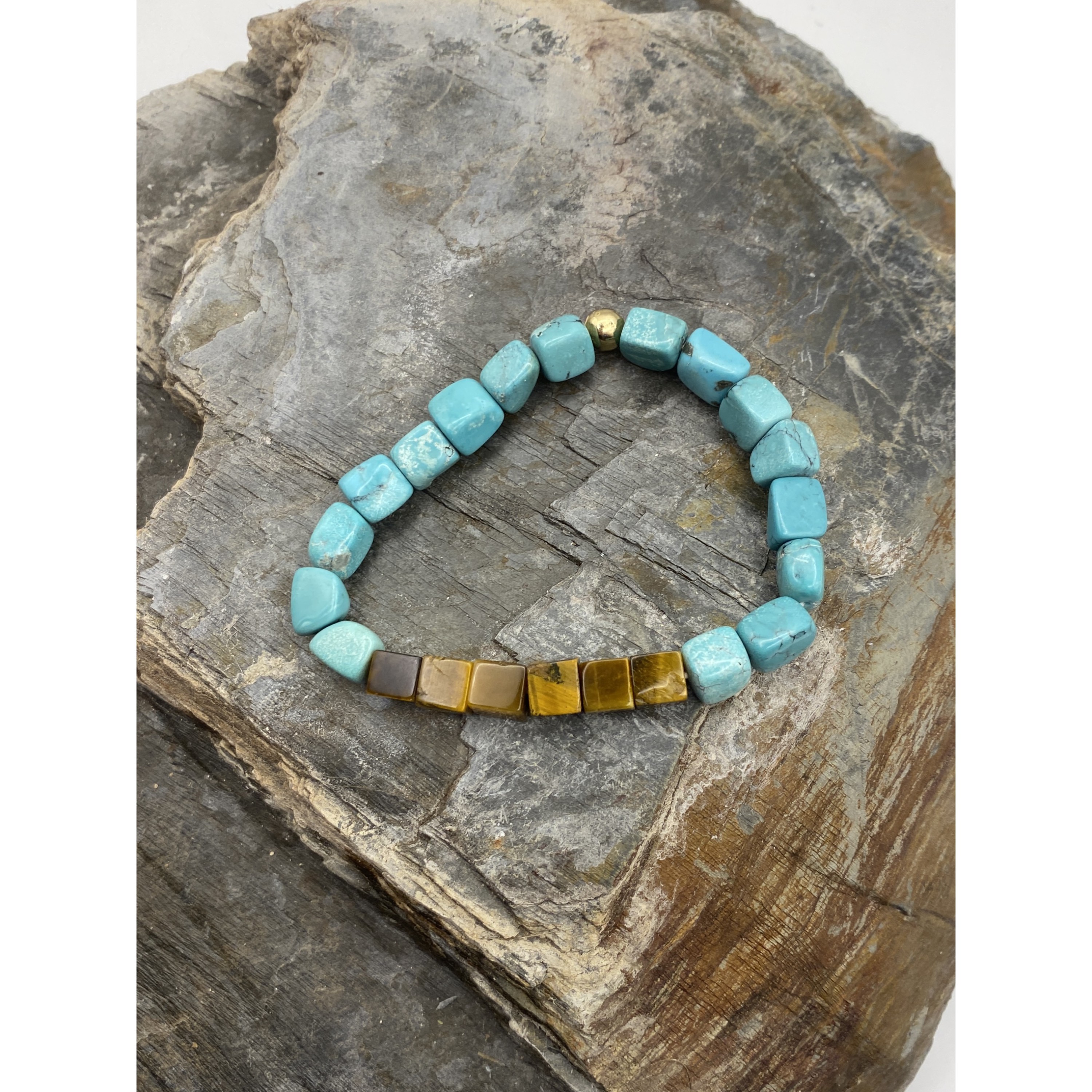 Türkis und Tigerauge Würfel Armband