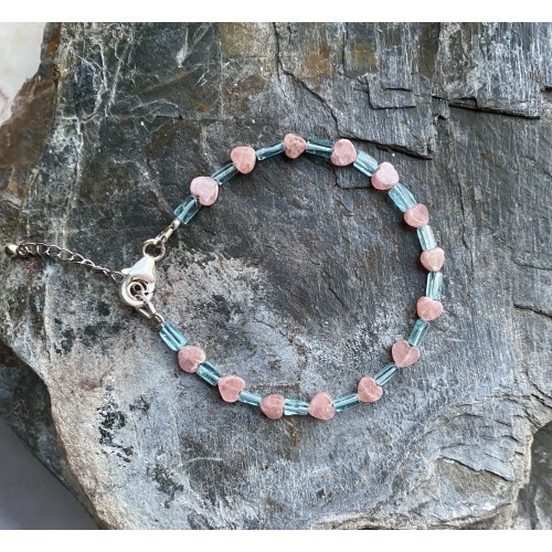 Children's Bracelet with Rhodochrosite and Apatite
