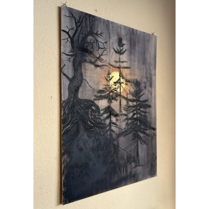 Eine Nacht im Wald · Gemälde auf Holz