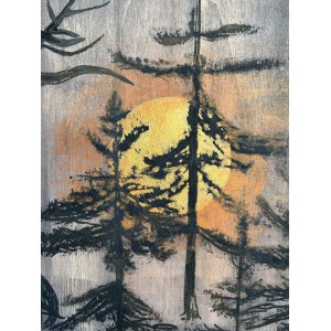 Eine Nacht im Wald · Gemälde auf Holz