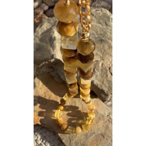Solarplexus Chakra Kette • Gelber Fluorit und Tigerauge