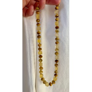 Solarplexus Chakra Kette • Gelber Fluorit und Tigerauge