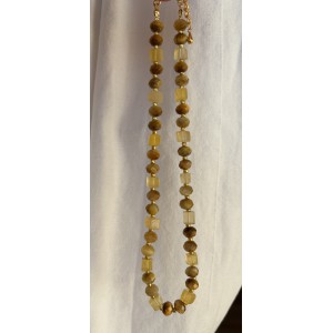 Solarplexus Chakra Kette • Gelber Fluorit und Tigerauge
