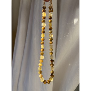 Solarplexus Chakra Kette • Gelber Fluorit und Tigerauge