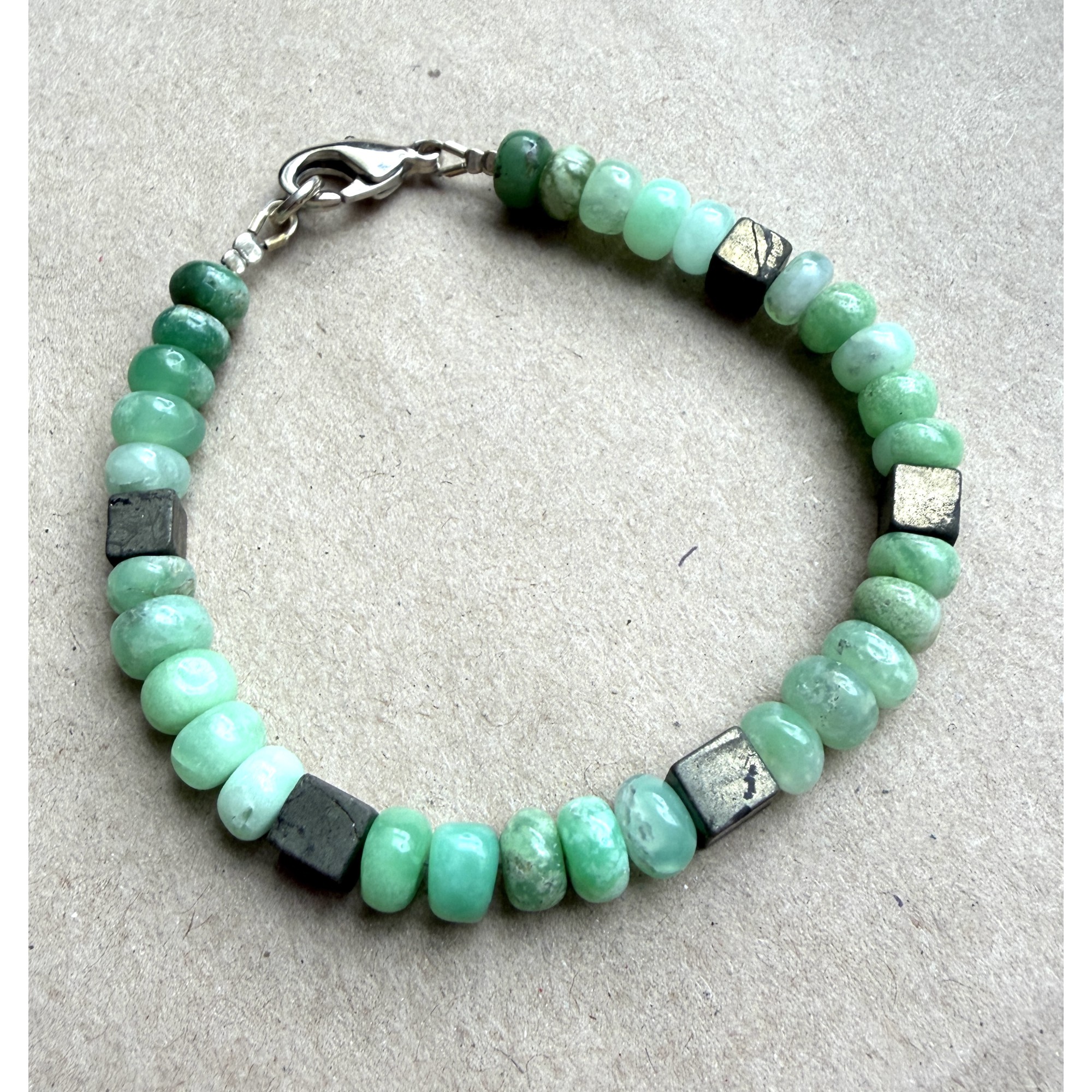 Chrysoprase and Pyrite Bracelet