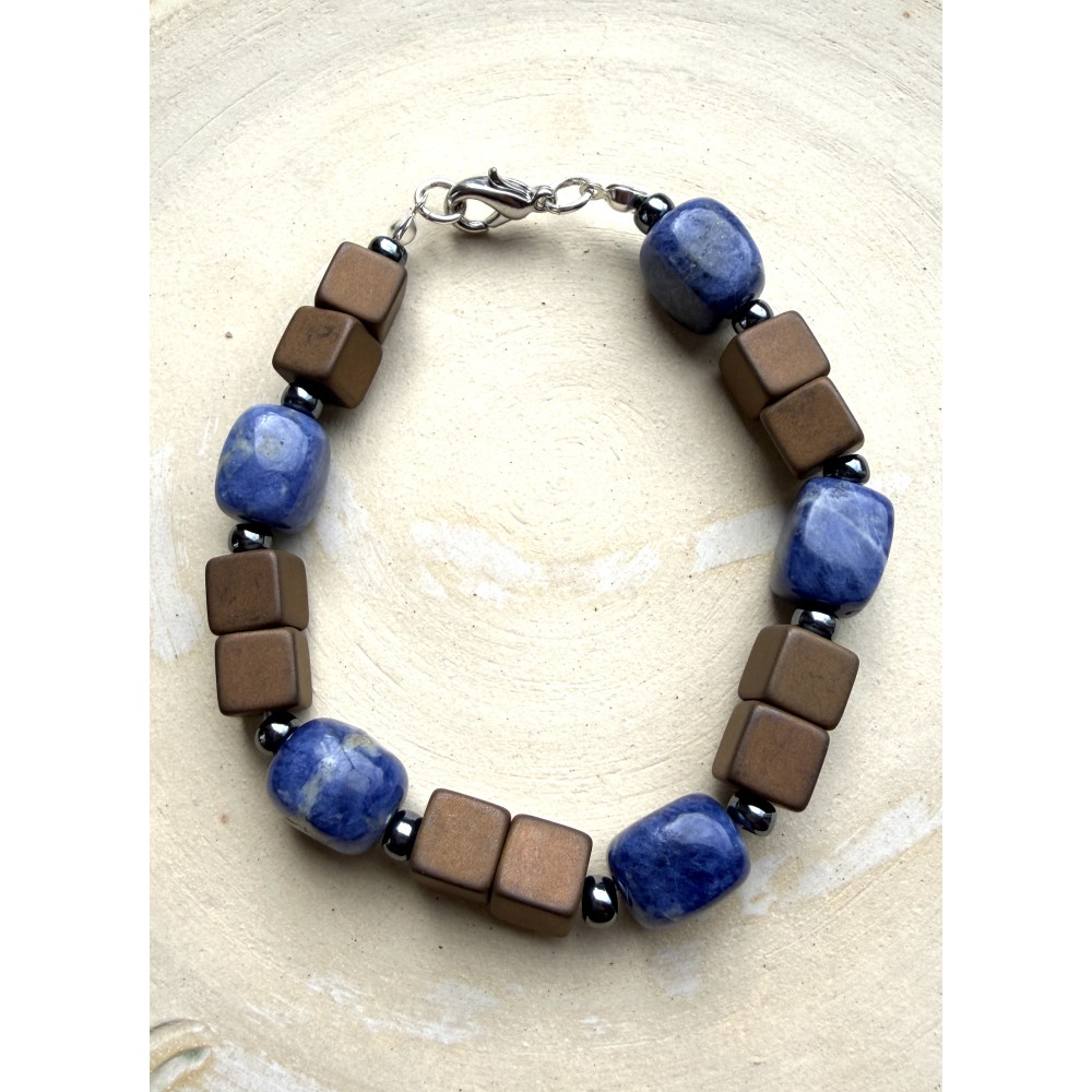 Sodalith und Hämatit Armband