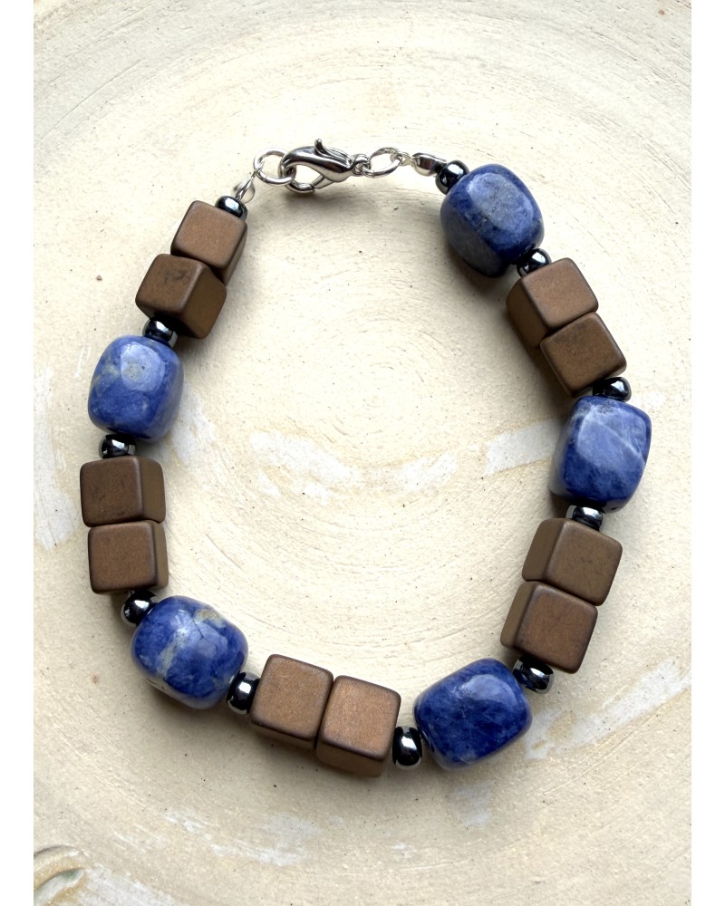 Sodalith und Hämatit Armband