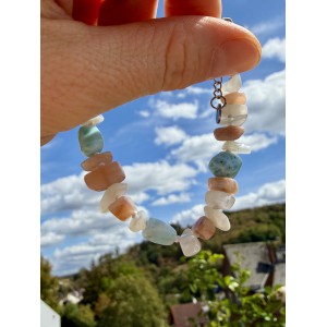 Mondstein und Larimar Armband
