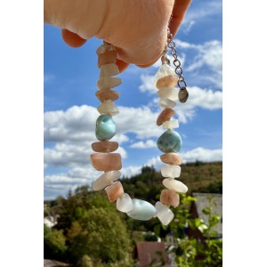 Mondstein und Larimar Armband