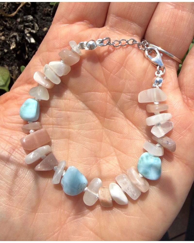 Moonstone and Larimar Bracelet