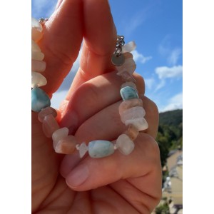 Mondstein und Larimar Armband