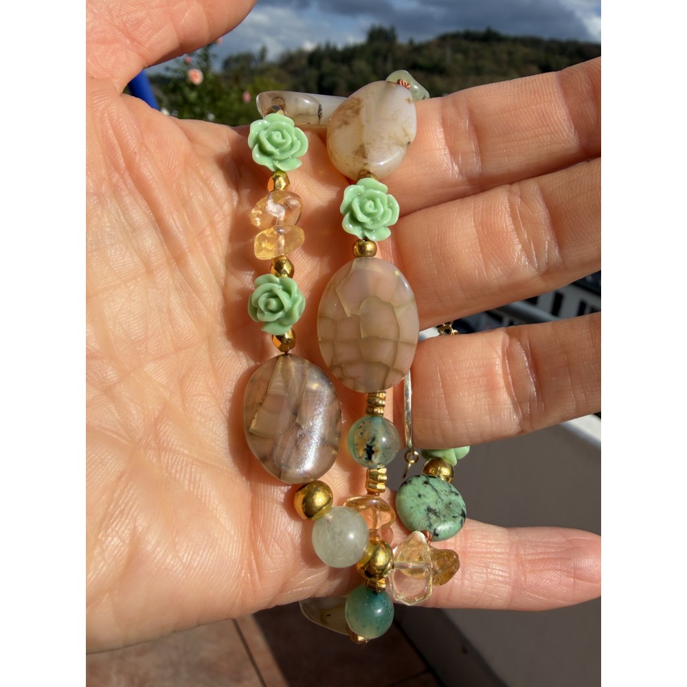 Flowers Necklace / Wrap Bracelet