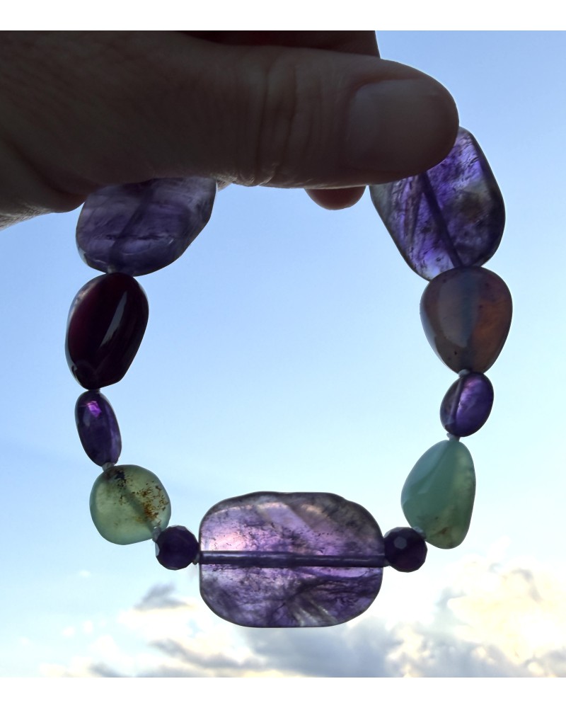 Armband (19 cm) aus Amethyst und Chrysopras