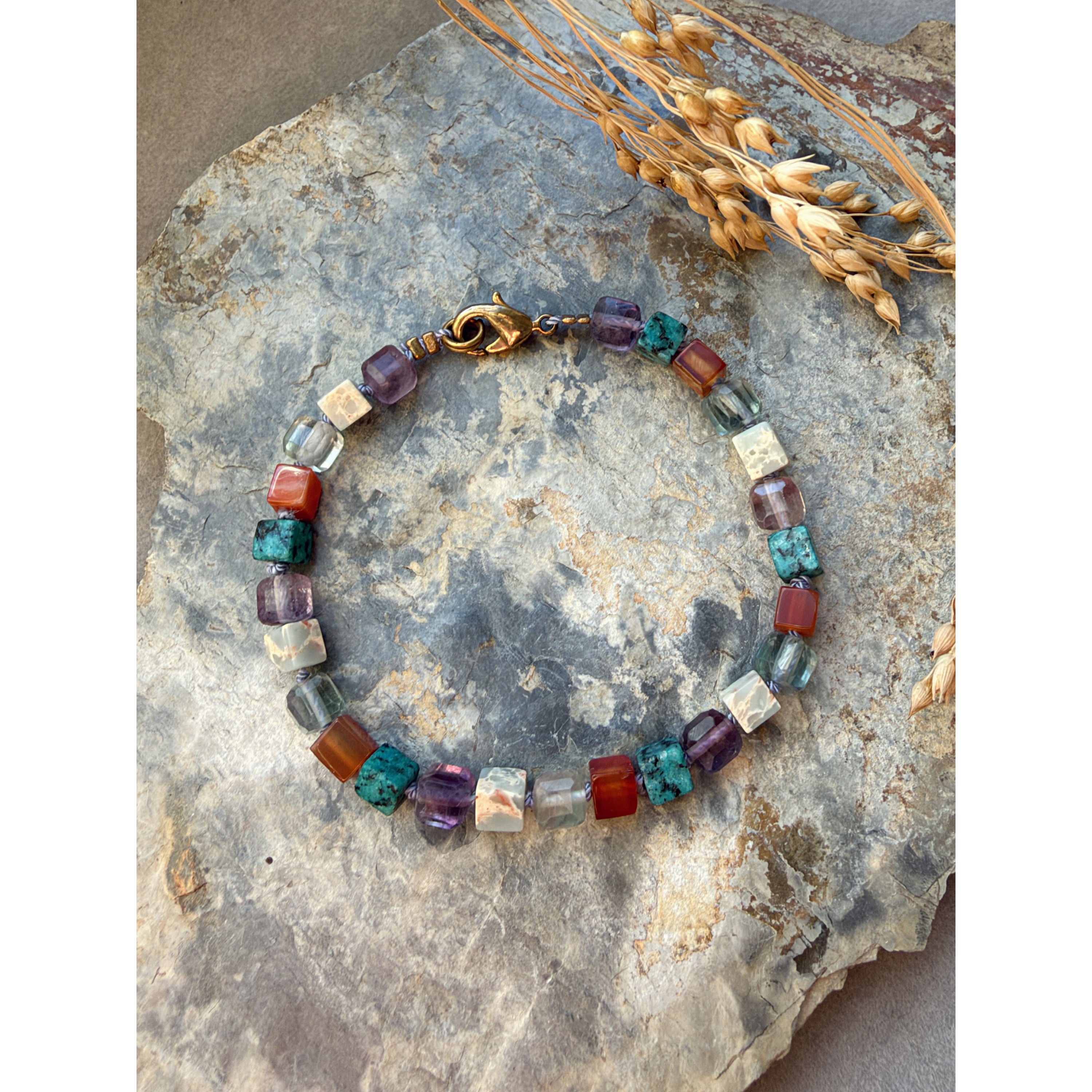 Bracelet made of cube-shaped beads