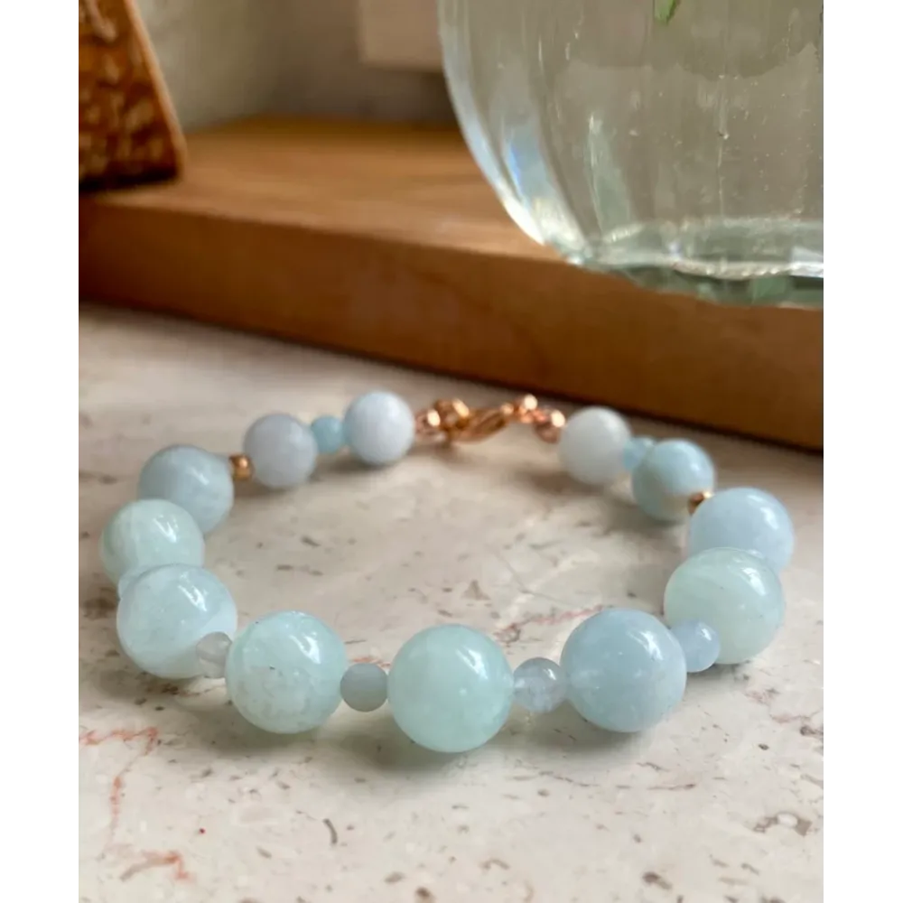 Aquamarin Perlen Armband