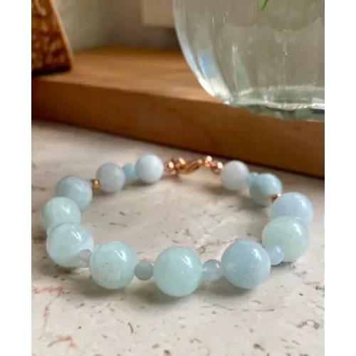 Aquamarin Perlen Armband